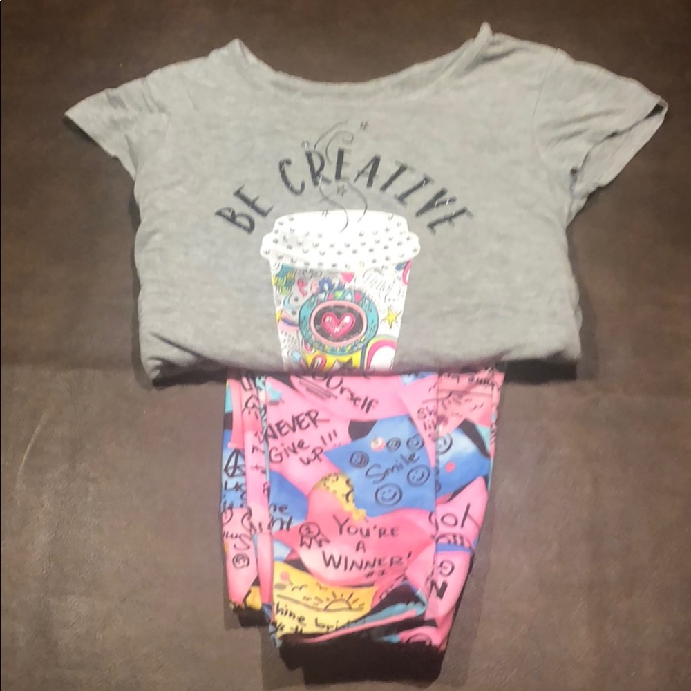 Justice legging and shirt set with rhinestones